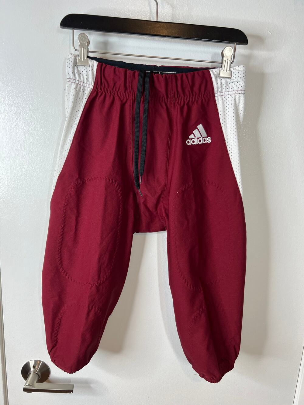Adidas Men's Woven A1 Stock Football Pants Burgundy White NEW ~ Size M